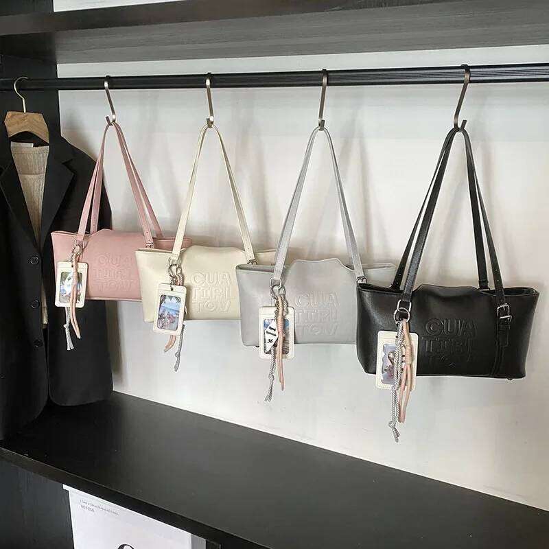 2025 Women's New Niche Design Solid Color Lettering Minimalist Multi-Functional Convertible Shoulder Bag - Daily Essentials