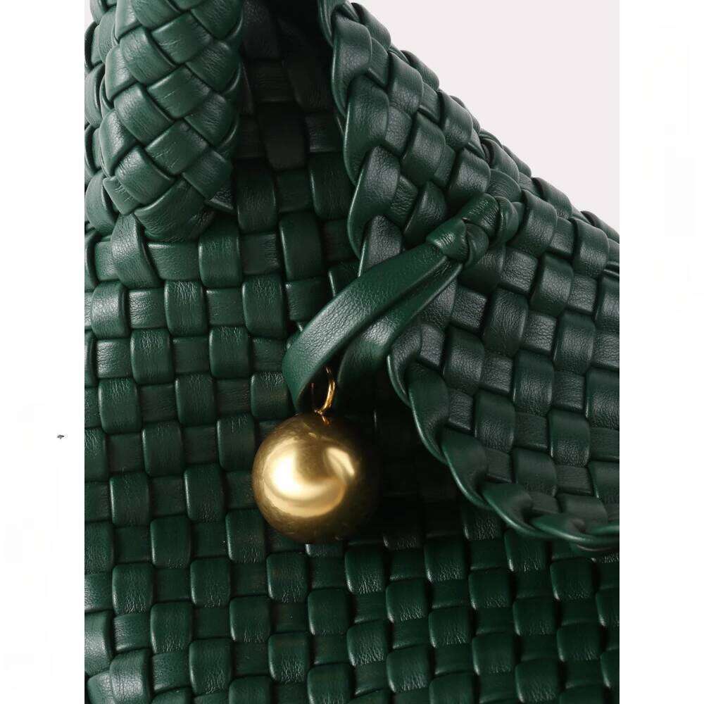 Best Seller Designer Bag Fashion Woven bag Women PU Leather Single bag Shoulder Retro Golden Bead Decor Hand Carry Women's Bag