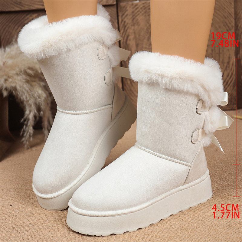 2025 new designer shoes free shipping winter half boots Non-slip outdoor casual snow boots women's velvet bow cotton shoes for warmth