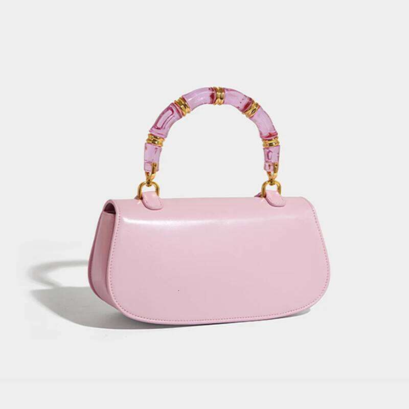 2025 New Women's Bamboo Handle Saddle Bag Crystal Accent Crossbody Purse Retro Chic Leather Clutch For Women