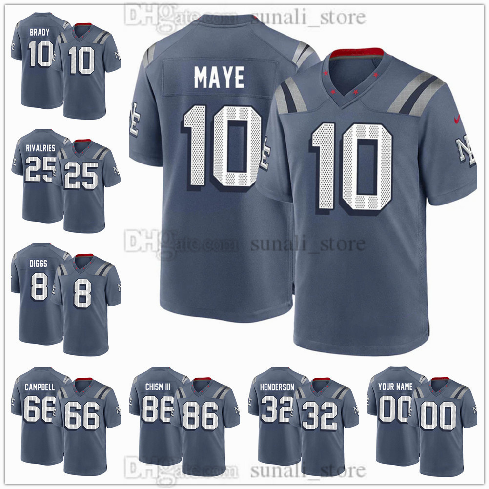 Custom 2026 Men's Rivalries Football Jersey 10 Drake Maye 8 Stefon Diggs 66 Will Campbell 32 TreVeyon Henderson 86 Efton Chism III 10 Tom Brady Women Youth Stitched