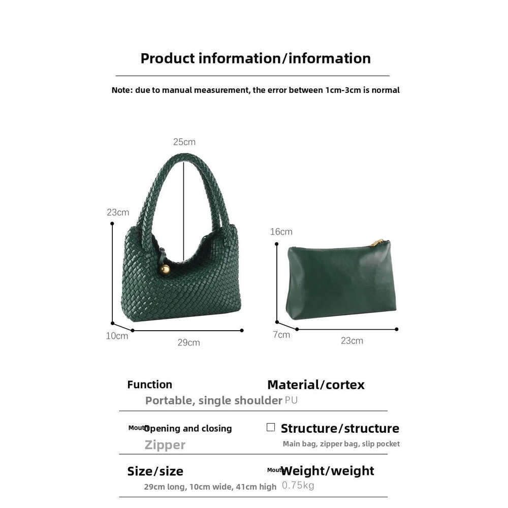 Best Seller Designer Bag Fashion Woven bag Women PU Leather Single bag Shoulder Retro Golden Bead Decor Hand Carry Women's Bag