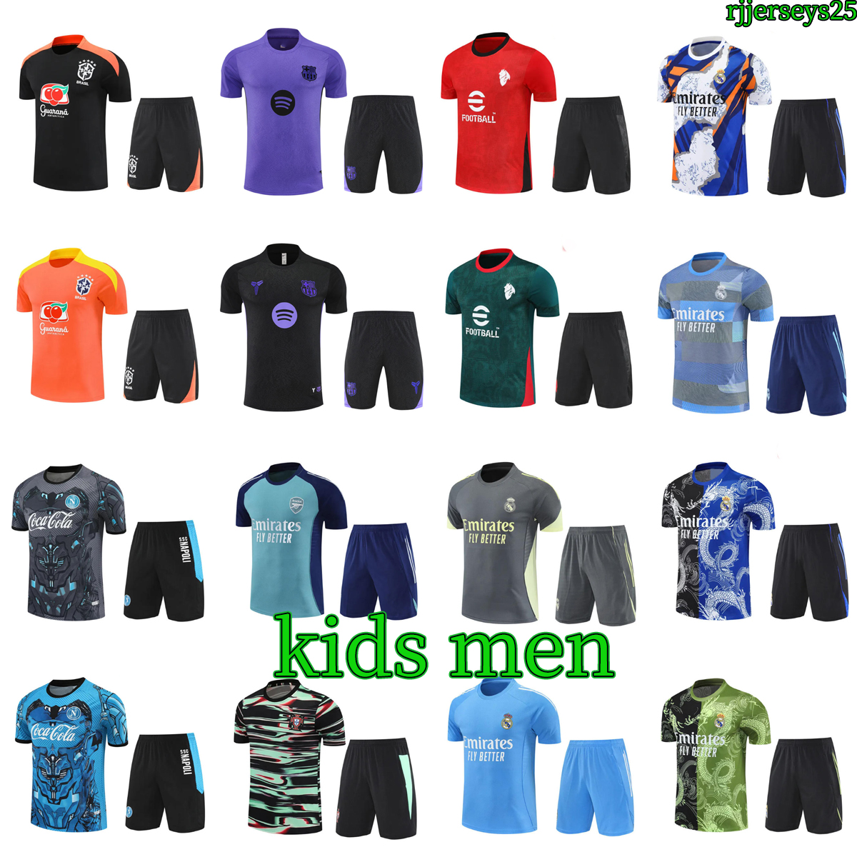 2025 2026 Brazil Napoli tracksuit Short sleeved training suit Men and kids soccer jerseys shirt shorts 25 26 football jersey shirts kit maillot foot camiseta