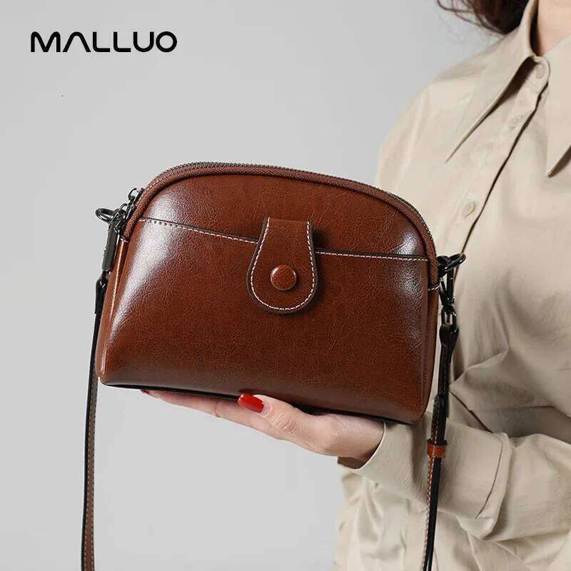 Cowhide Genuine Leather Messenger Bag Women Retro Versatile Shoulder Handbag Female Phone Crossbody Bags For Ladies Purse