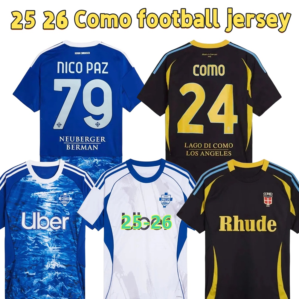 New 25 26 Como Soccer jerseys Nico Paz Morata Roberto Butez Kempf Ramon Navarro Vojvoda Cunha football shirt fans player Men Kids Kits Absorb sweat Quick to dry