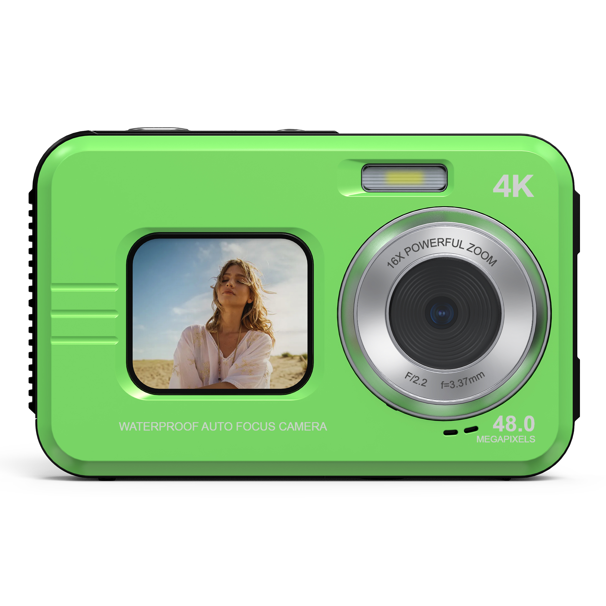 Digital Camera 4K Video and 48MP Photo Waterproof Camera Dual Screen 2.8-inch Portable Camera 16X Zoom Camera Anti Shake Auto Focus Face Detection Vid