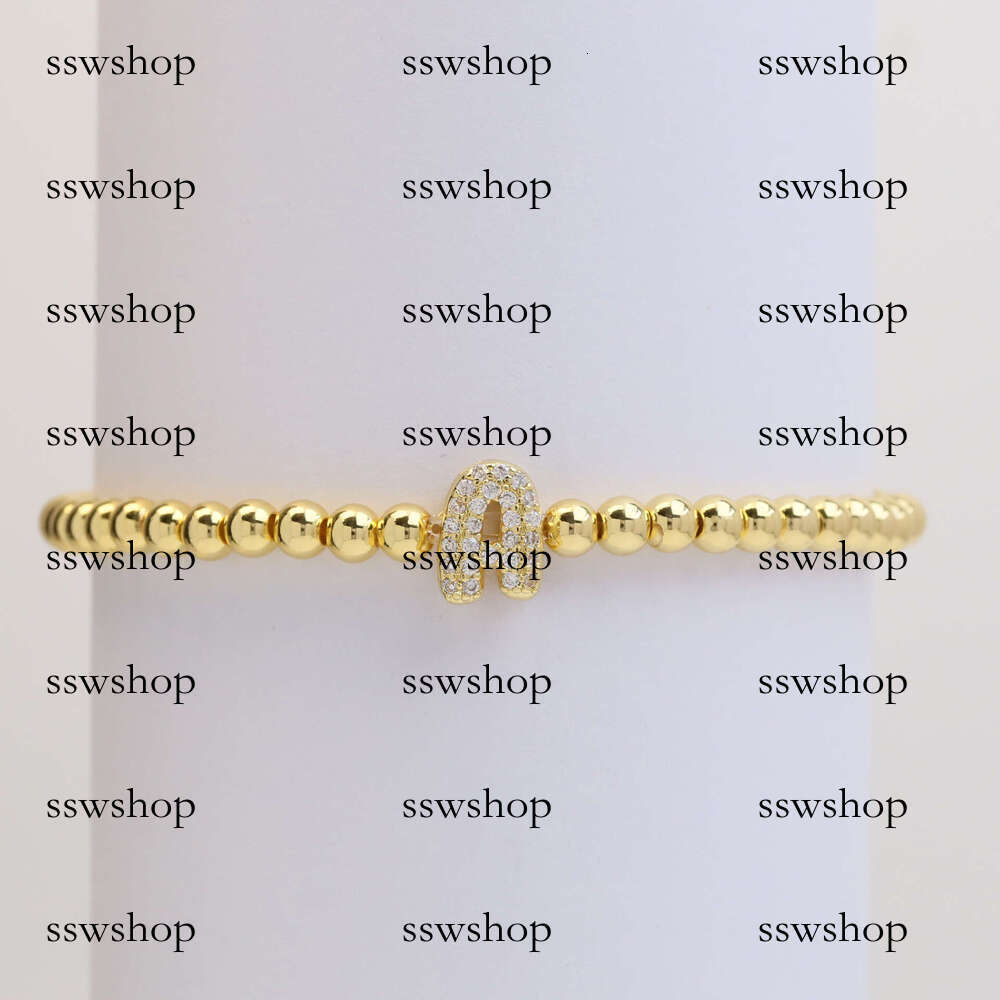 Hot Selling Brass Micro Inlaid Bubble Balloon DIY 26 English Letters Copper Beads Elastic String Bracelet