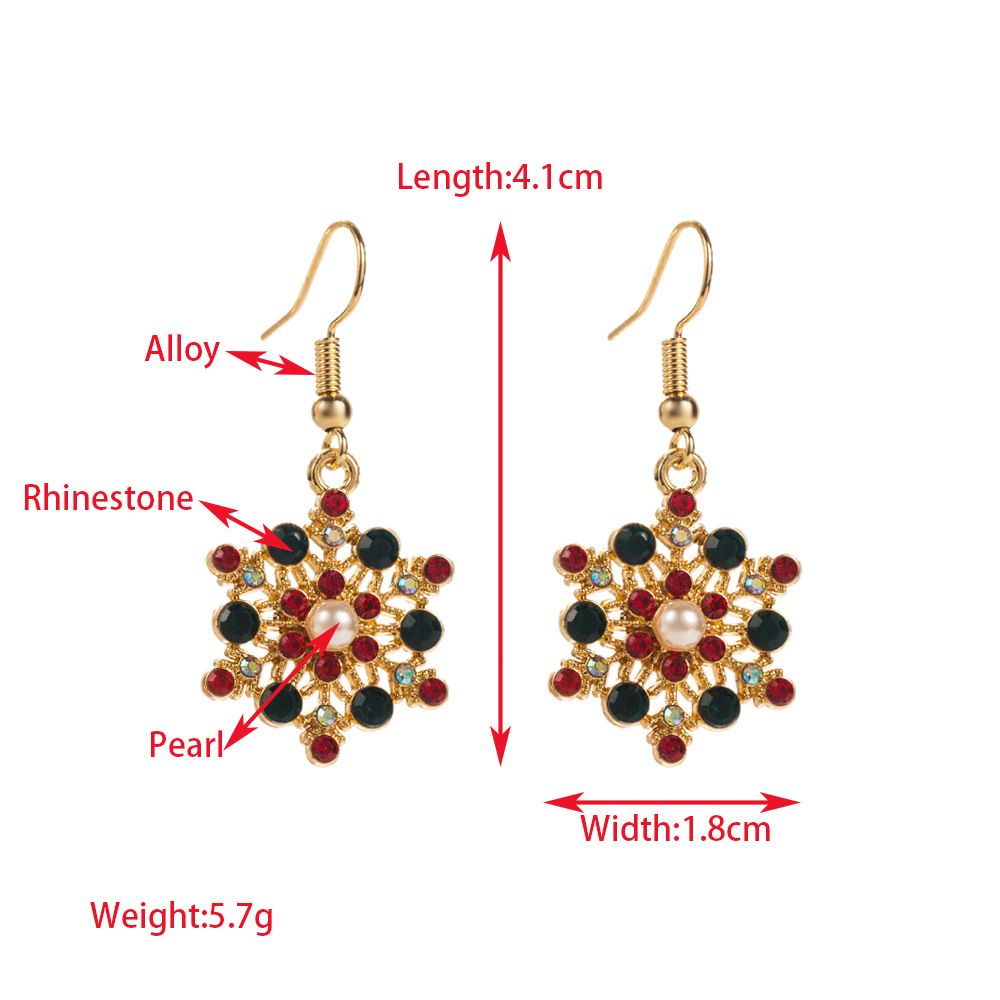 2025 New Christmas Collection Unique Elks Snowflakes Christmas Stocking themed Drop Earrings with Hooks Alloy Enamel filled Diamond inlaid