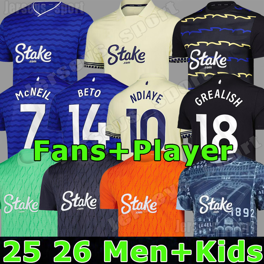 25 26 GREALISH BRANTHWAITE Evertoon Soccer Jerseys DANJUMA NDIAYE HARRISON MYKOLENKO TARKOWSKI COLNMAN YOUNG GUEYE PICKFORD 2025 2026 football men shirt