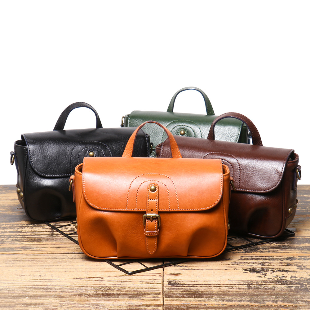 OC448M75 Ladies' Crossbody Bag Vintage Mailman Bag Messenger Genuine Leather Vegetable Tanned Cowhide Handbag Tote Custom Fabric