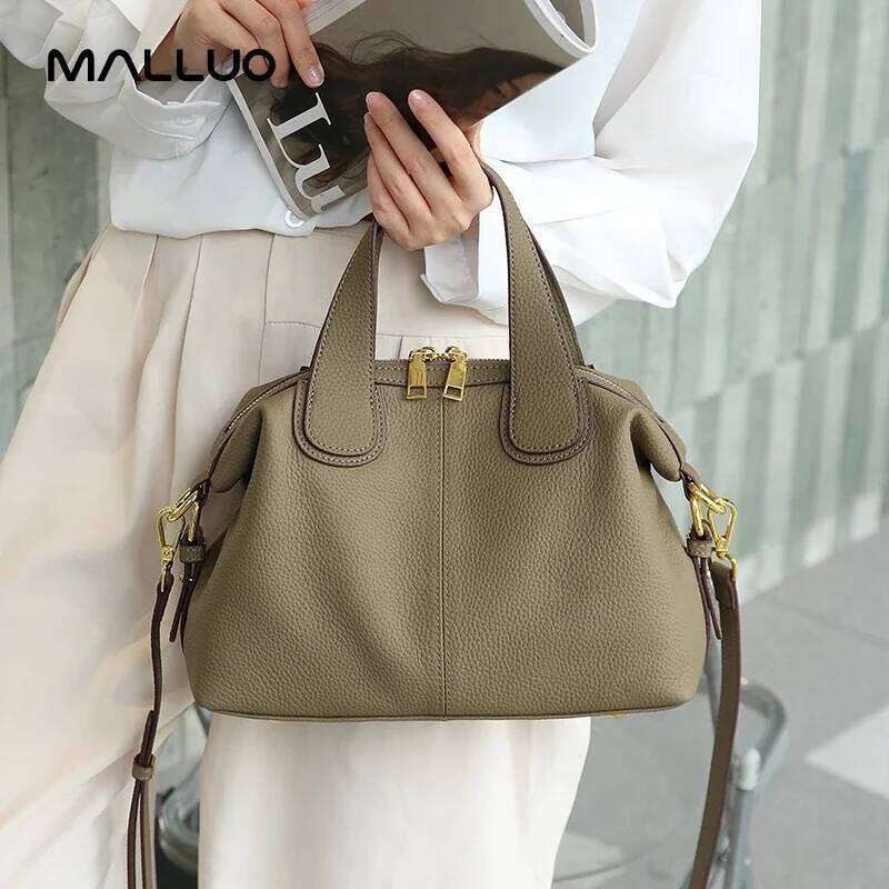 Women's Natural Cow Leather Female Retro Cowhide Crossbody Bags Ladies Large Capacity Shoulder Bag For Middle Aged Women