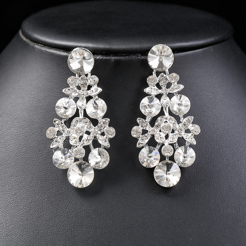 Luxury Brand Designer Jewelry In Stock Direct Shipping Crystal Gemstone European And American Bride Necklace Earring Set Wedding Dress Women Fashion A
