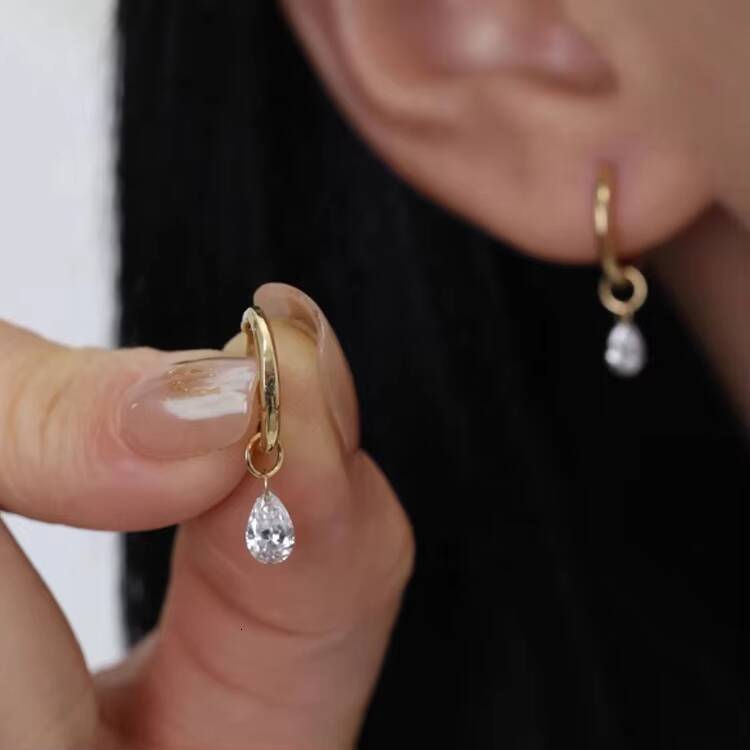 Wholesale Classic Pear Cut Drill Jewelry 14k Real Gold Real Diamond Jewelry High Quality Fine Jewelry Drop Earring