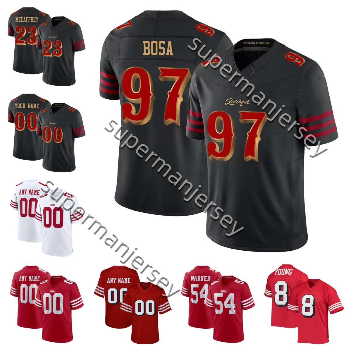 13 Brock Purdy Christian McCaffrey Deommodore Lenoir George Kittle Nick Bosa Fred Warner Mykel Williams Kyle Juszczyk Trent Williams Jennings Football Jersey