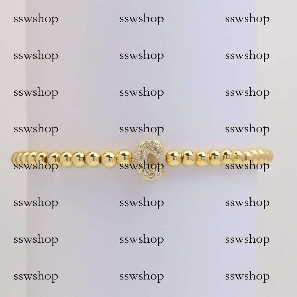 Hot Selling Brass Micro Inlaid Bubble Balloon DIY 26 English Letters Copper Beads Elastic String Bracelet