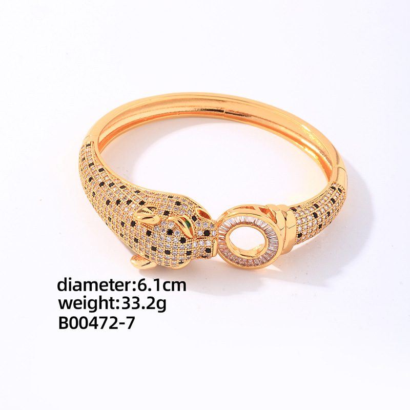 Luxury Brand Designer Jewelry Leopard Jewelry Set Kashi Accessories European And American Style Full Diamond Gold-Plated Bracelet Ring Light Luxury Hi
