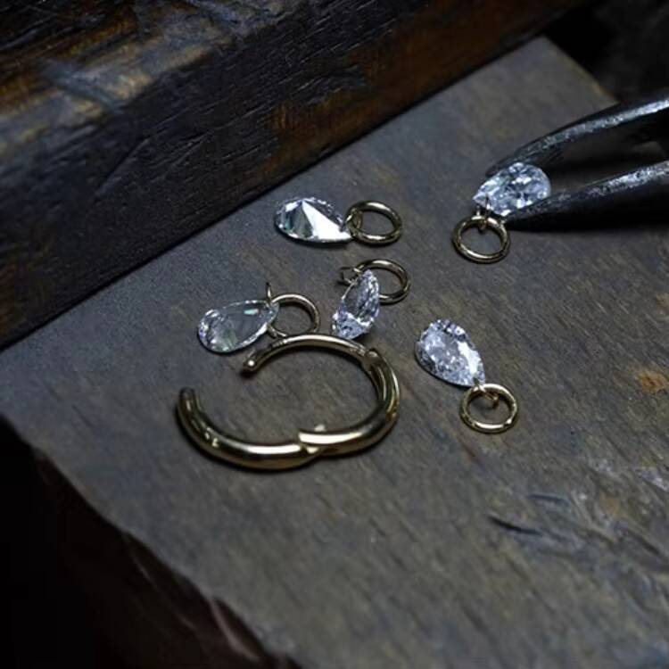 Wholesale Classic Pear Cut Drill Jewelry 14k Real Gold Real Diamond Jewelry High Quality Fine Jewelry Drop Earring