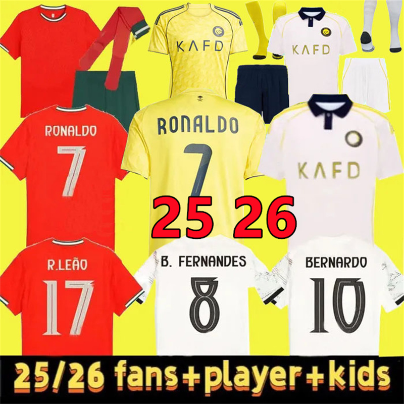 25 26 Portuguese ronaldo football shirts Al Nassr FC Soccer Jerseys B.FERNANDES JOAO FeLIX MANE 2025 Riyadh Men kit Portugal Child Shirt Kits Player national team