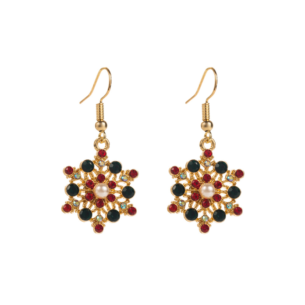 2025 New Christmas Collection Unique Elks Snowflakes Christmas Stocking themed Drop Earrings with Hooks Alloy Enamel filled Diamond inlaid