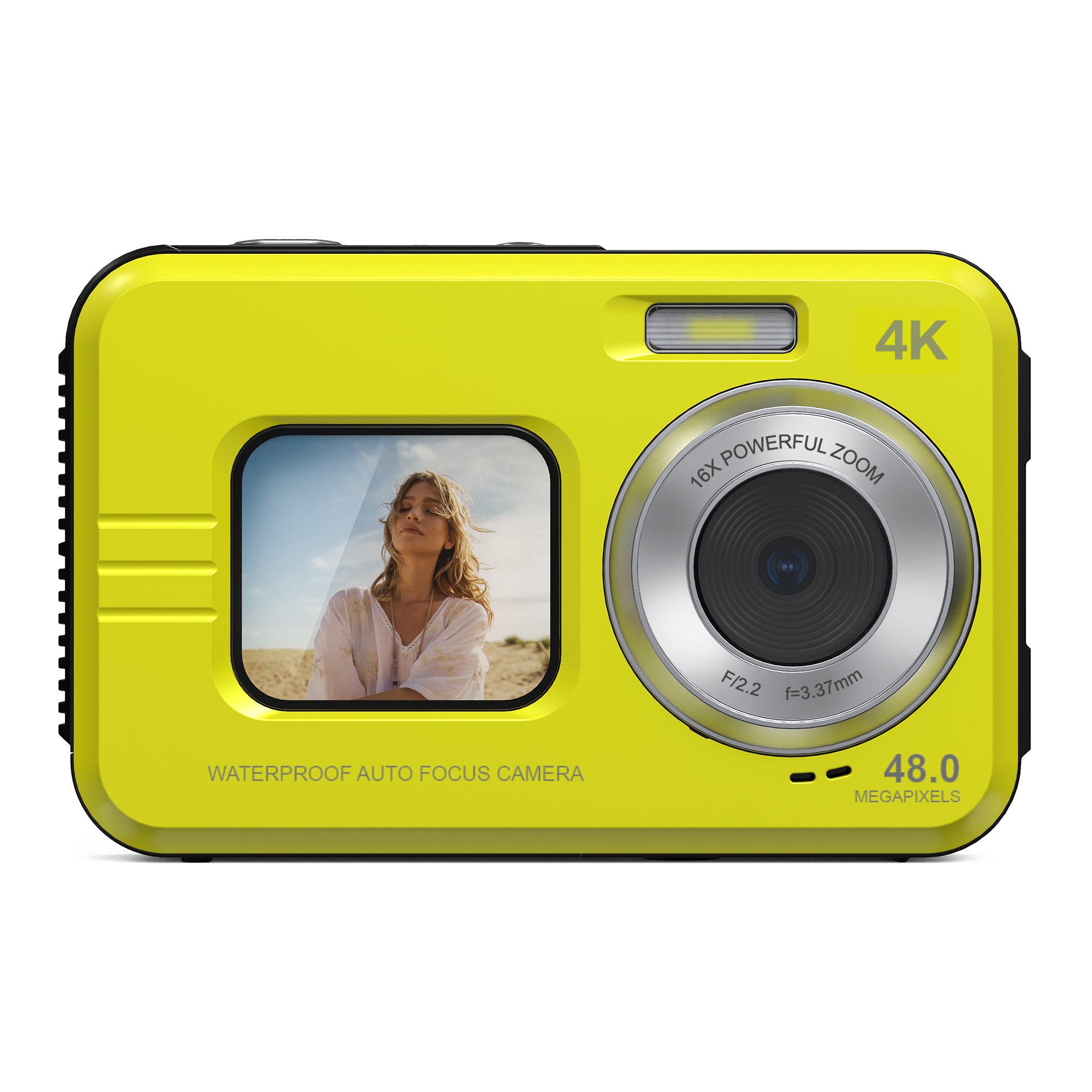 Digital Camera 4K Video and 48MP Photo Waterproof Camera Dual Screen 2.8-inch Portable Camera 16X Zoom Camera Anti Shake Auto Focus Face Detection Vid