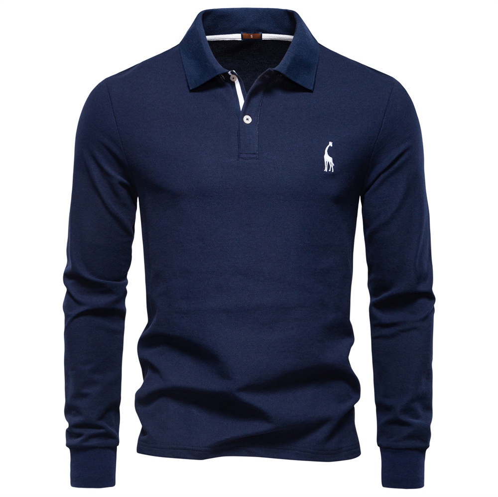 Men's Long Sleeve Polo Shirt Fashion Top 2025 Collared Shirt Casual Versatile Solid Color Polo Long Sleeve Autumn Men's European size: S-2XL