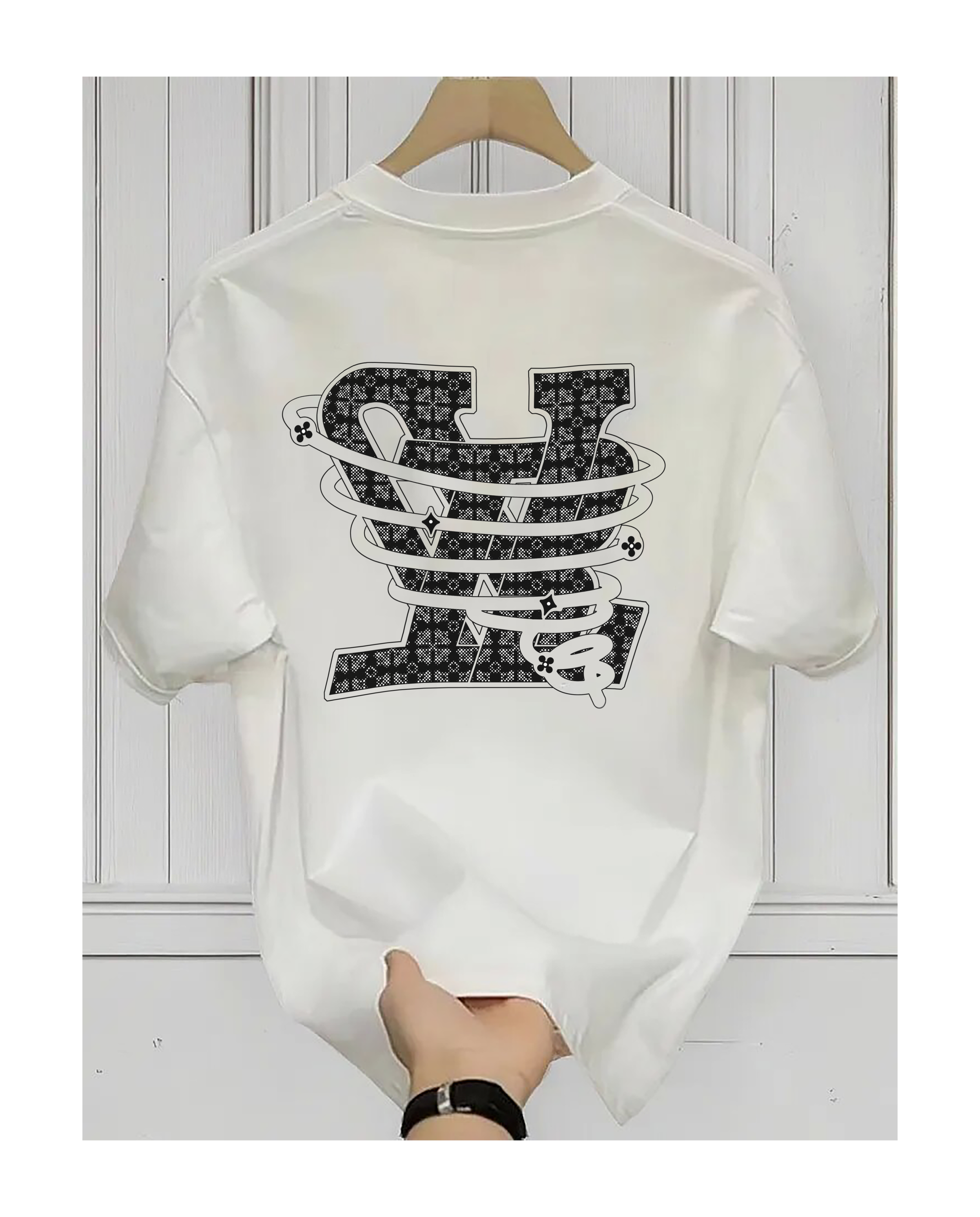 Luxurious Women's T-shirt With Black And White Cute Print Design High-end Cotton Couple And Best Friend Gift For Men And Women