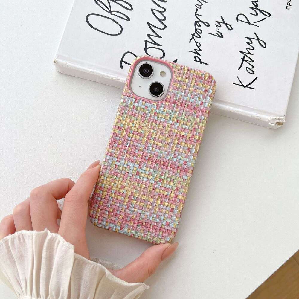 17Promax Woven Pattern 13 Compatible Apple 14promax Phone Case iPhone15 Autumn Winter 12 New Model 11/7
