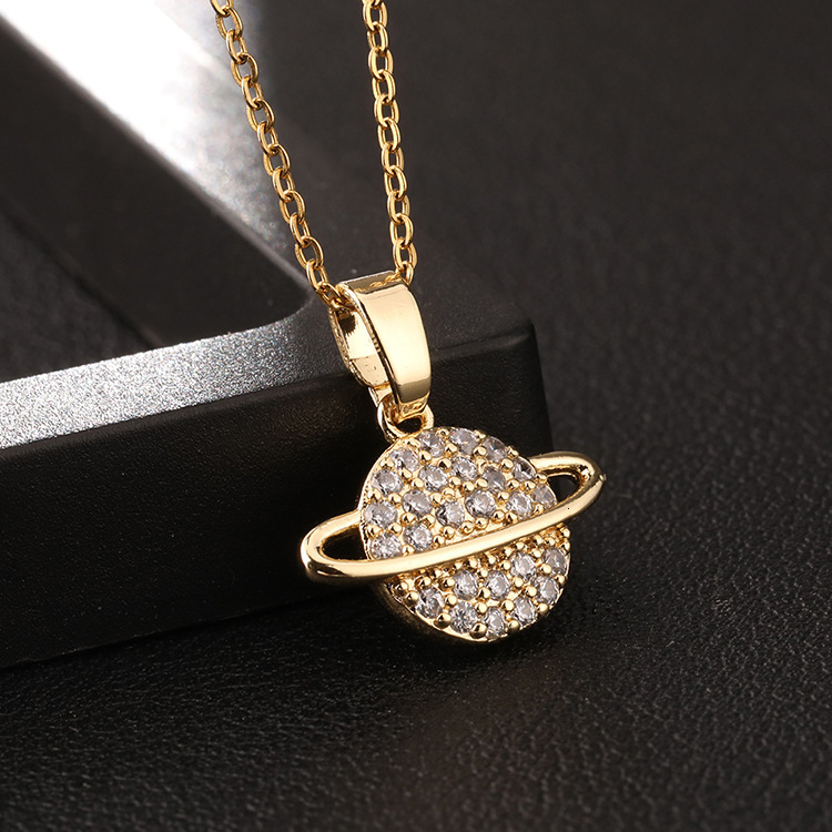 Luxury Brand Designer Jewelry European And American Internet Celebrity INS Style Planet Necklace Copper Micro Inlaid Colorful Zircon Personalized Plan