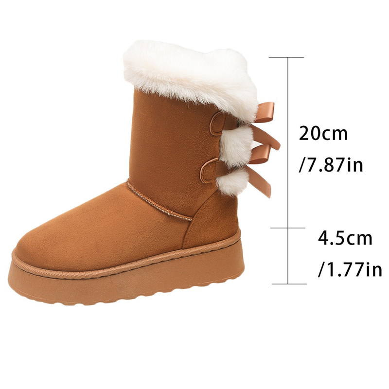2025 new designer shoes free shipping winter half boots Non-slip outdoor casual snow boots women's velvet bow cotton shoes for warmth black white