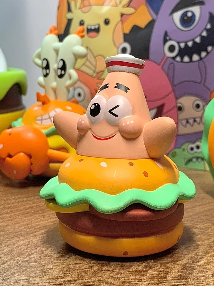 MINISO SpongeBob SquarePants blind box 6 burger series Patrick Star octopus brother figure tide play car Internet celebrity ornament gift
