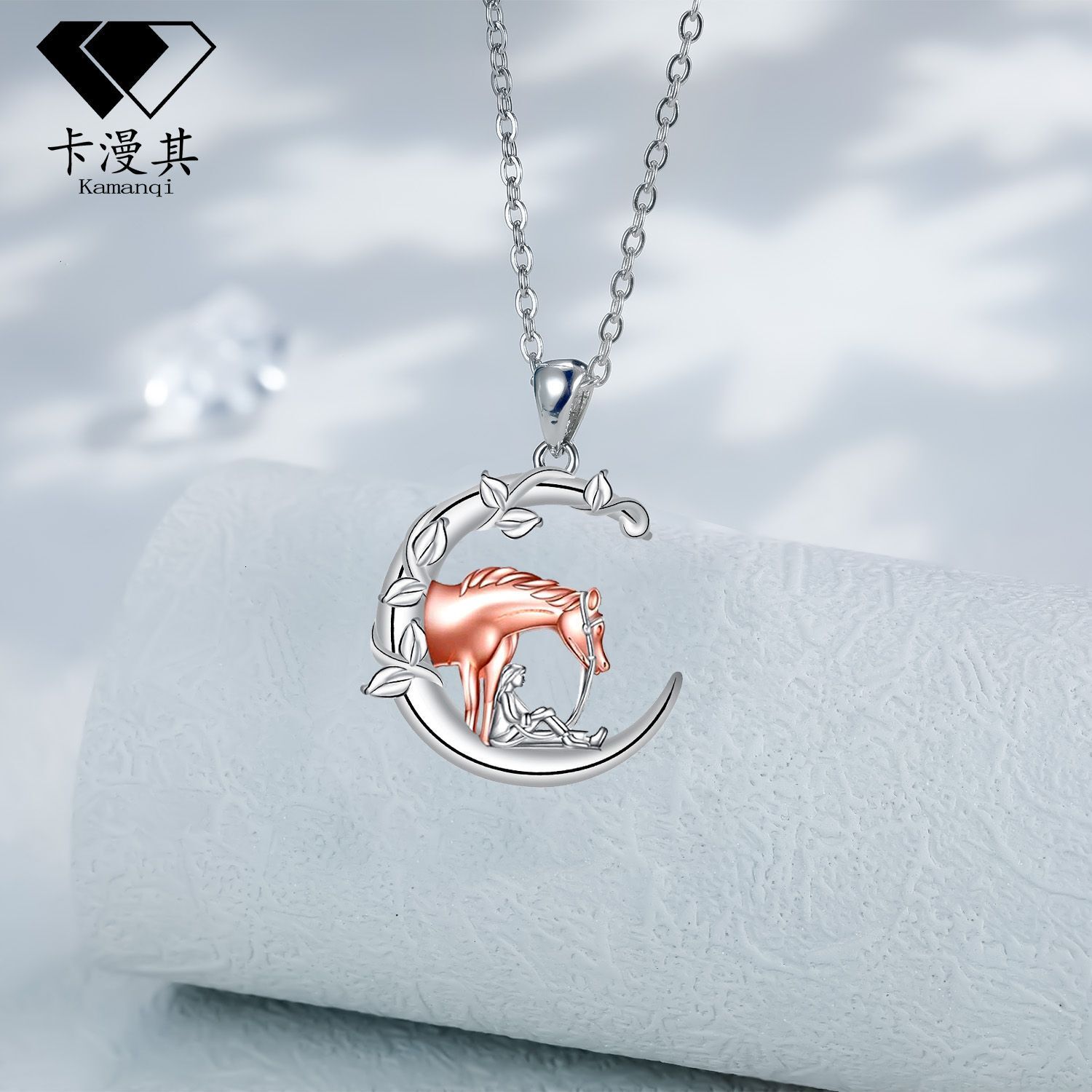 Luxury Brand Designer Jewelry Kamanqi E-Commerce Exclusive European And American Fashion Retro High-End Feel Girl And Horse Pendant Necklace Collarbon