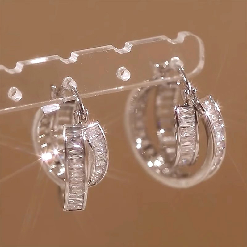 2025 Choucong Ins Top Sell Clip Earrings Luxury Jewelry Elegant Lady 925 Sterling Silver Princess Cut 5A Zircon CZ Diamond Girl Women Cross Earring Lo