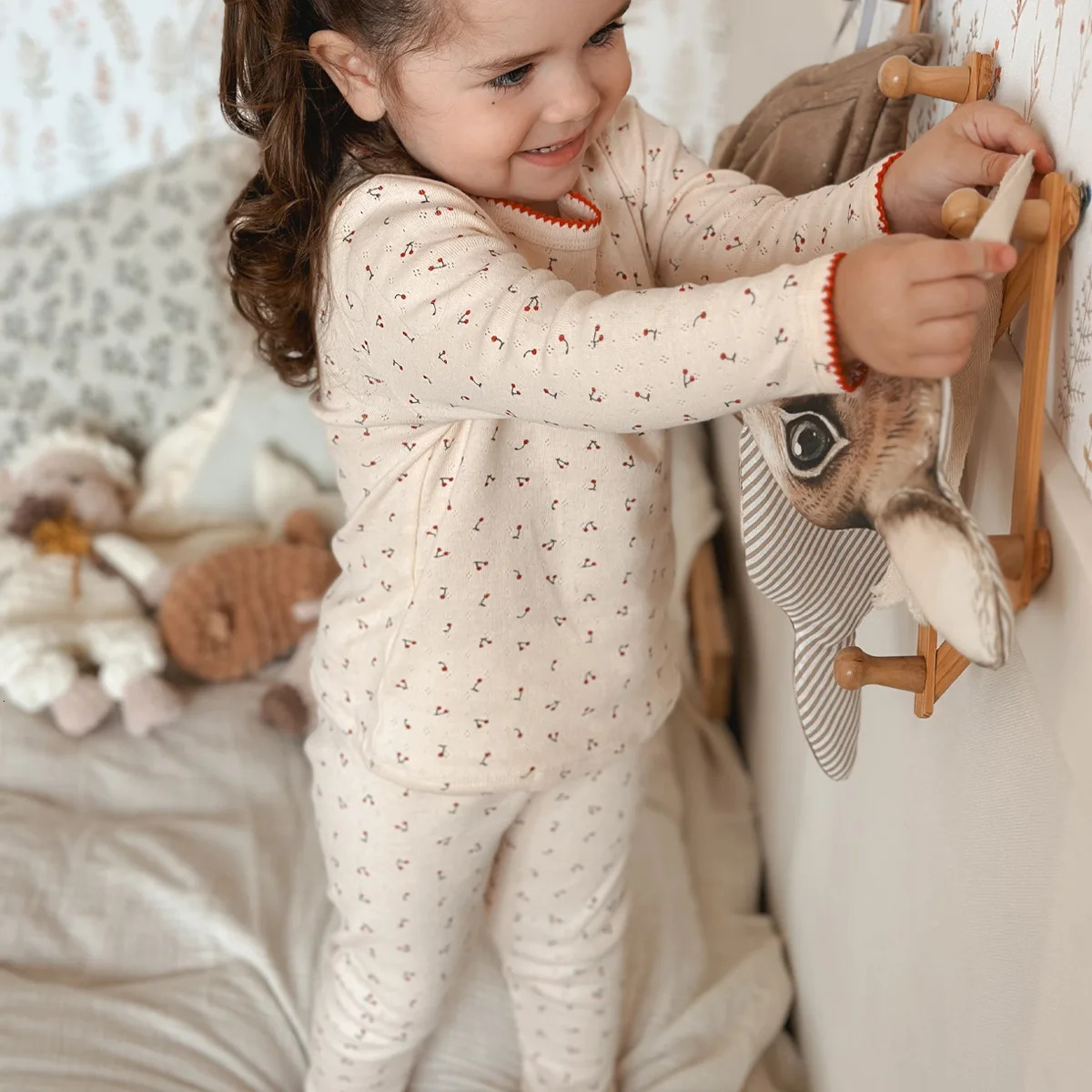 16T Flower Print Cotton Girls Pajamas Clothes Set Toddler Kid Baby Clothing Long Sleeve Top Pant Suit PJ Set Homewear Outfit 250829