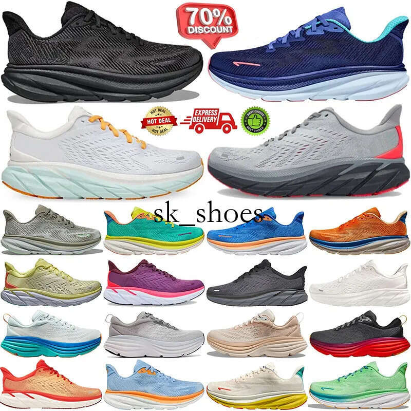 Designer Running shoes sneakers bondi 8 Clifton 9 Factory Direct Sales Breathable Triple Black White Grey Men Womens Outdoor Sports Trainers Eur 36-45
