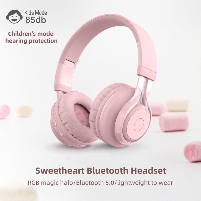 New Model Private Mold Over-Ear Wireless Bluetooth Headphones with Children's LED Lighting for Computer Gaming