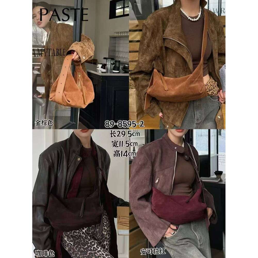 Russia Style Maillard Coffee Color All-Match Square Flap Matte 100% Real Suede Leather Women's Handbag Commuter Shoulder Bag 250829