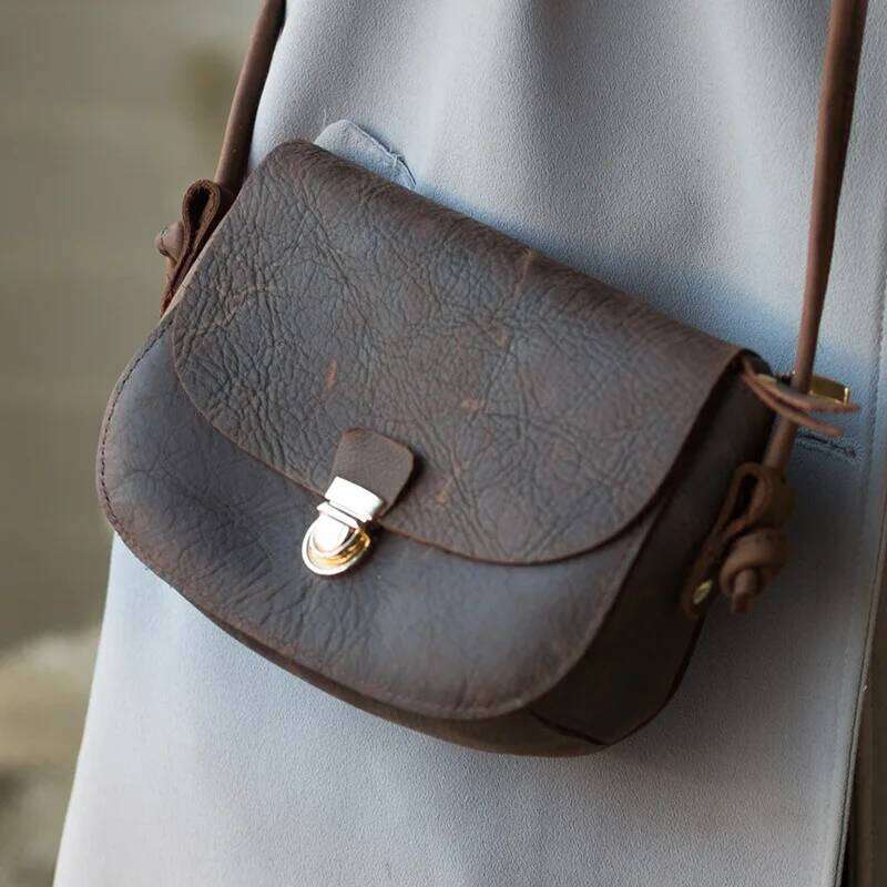Johnature Retro Handmade Crazy Horse Leather Women Small Bag 2025 New Simple Nature Soft Cowhide Shoulder Messenger Bags