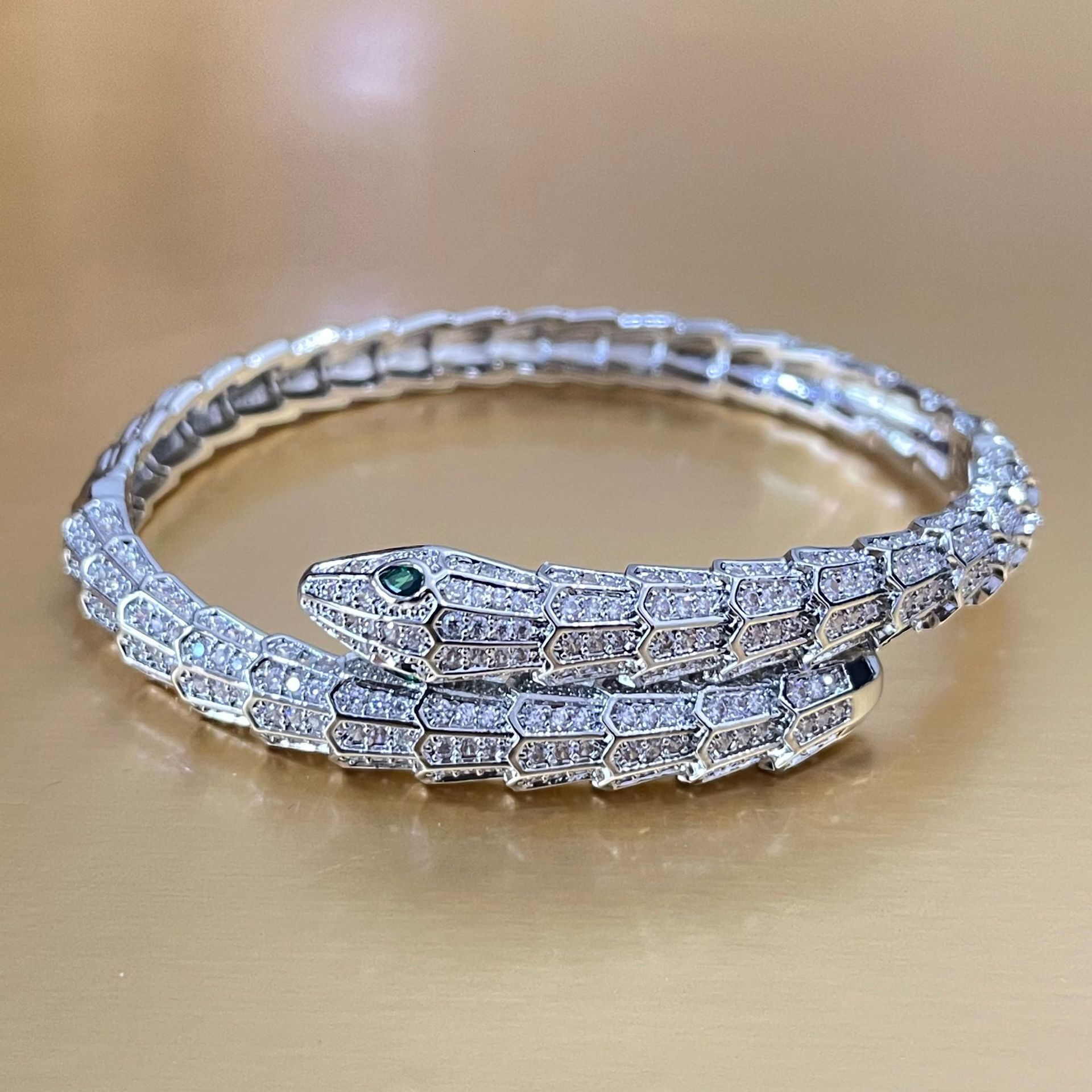 Luxury Brand Designer Jewelry Rose Gold Snake-Shaped Bracelet For Women Sweet Cool Zircon Silver Bracelet Niche High-End European And American Style J