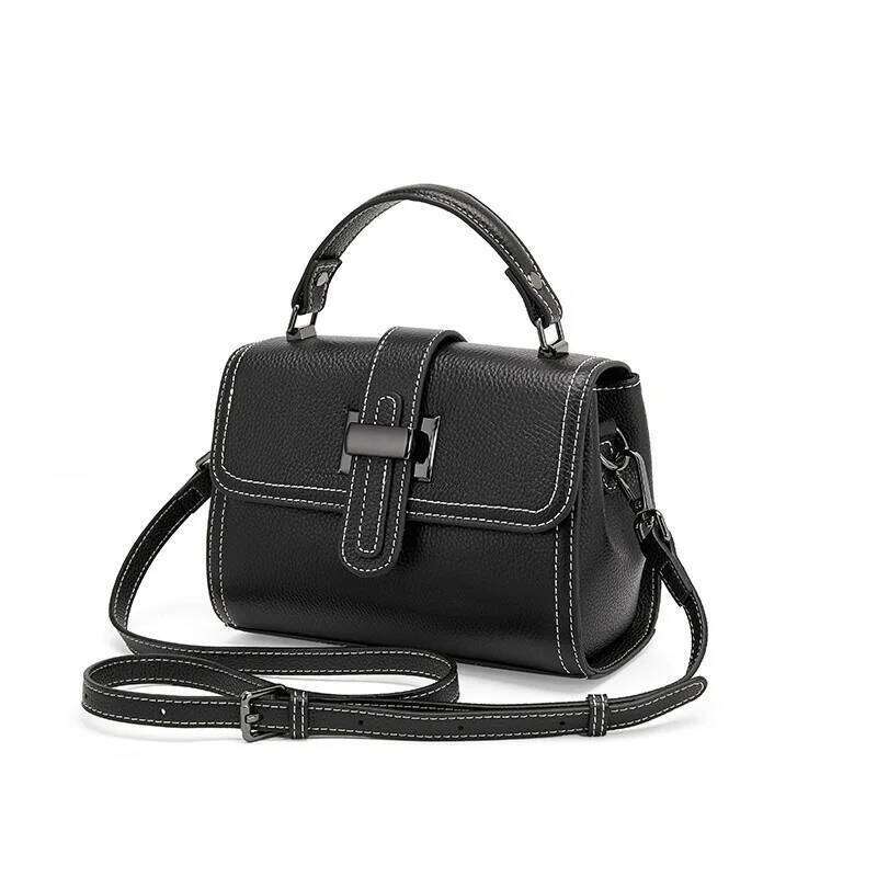 Casual Women Bags Genuine Messenger Bag Cow Leather All-Match Single Shoulder Hand-Held Square Handbag High Quality
