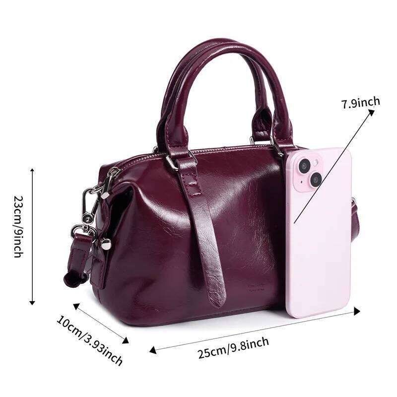 2025 Retro Classic PU Leather Handbag Boston Water Solid Small Vintage Women's One Shoulder Slim Span Bag