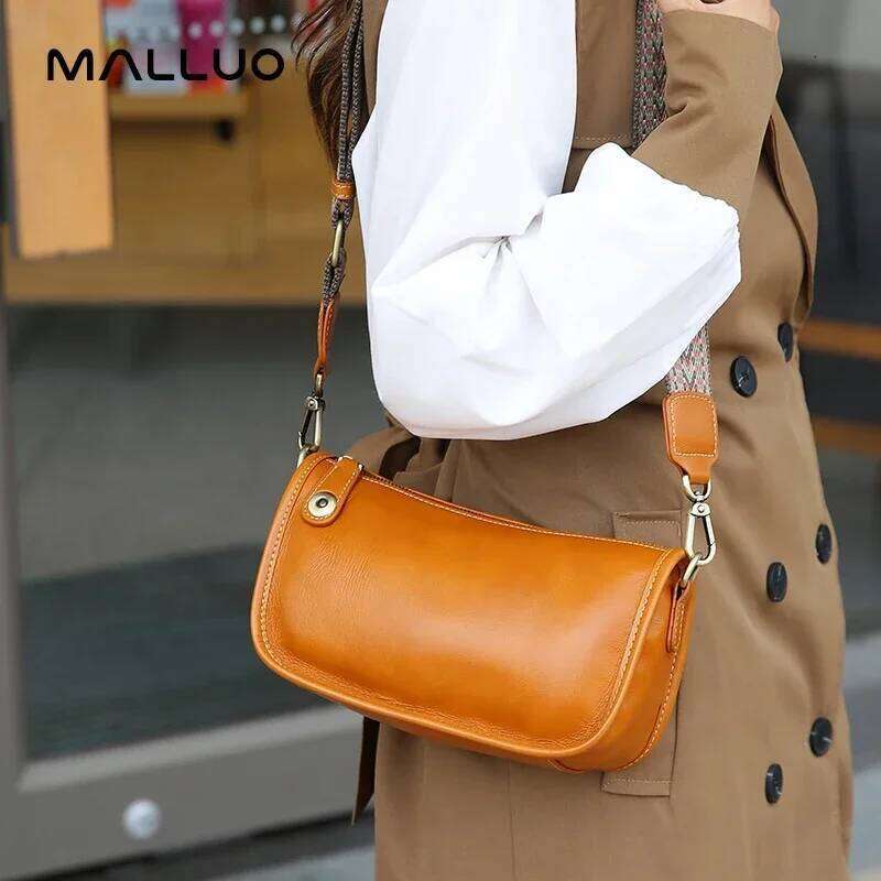 Women Cow Genuine Leather Shoulder Bag Female Cowhide Underarm Crossbody Tote Bags Lady Designer Retro Messenger Handbag