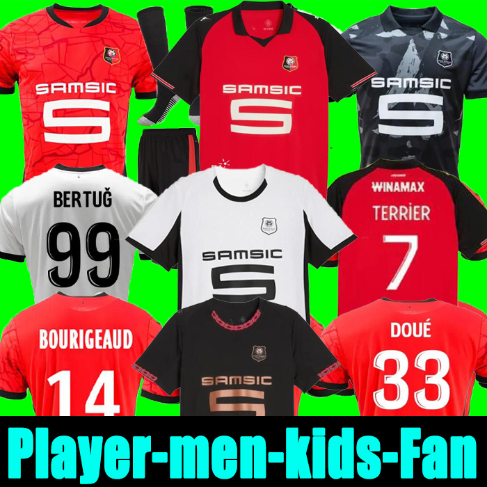 Rennes 24 25 Stade Rennais Fc Soccer Jerseys TERRIER BOURIGEAUD Doku Guirassy CAMAVINGA Aguerd Niang 2024 2025 Maillots De Foot Men Kids Kits Football Shirts