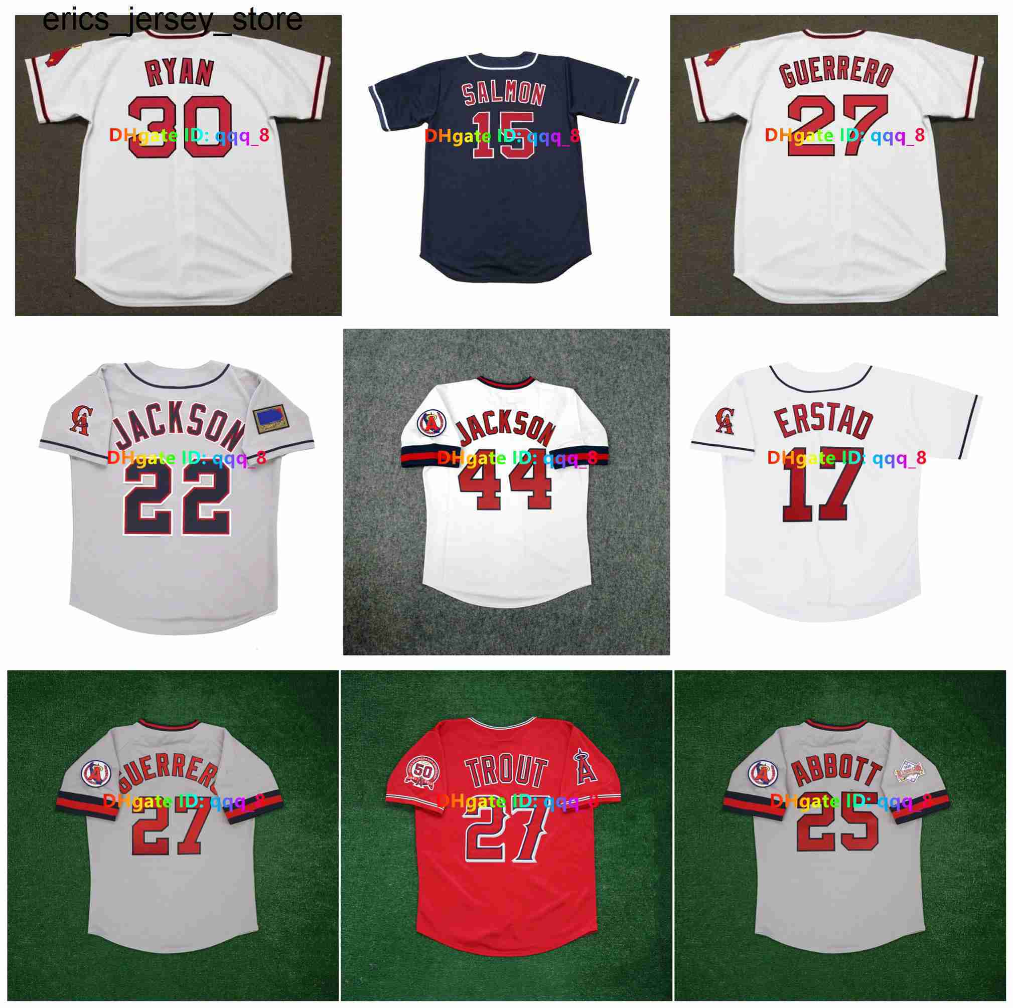 Mike Trout Tim Salmon Nolan Ryan Anaheim Throwback Baseball Jersey Angels Vladimir Guerrero Abbott Bo Jim Edmonds Reggie Jackson Wally Joyner Size S4XL
