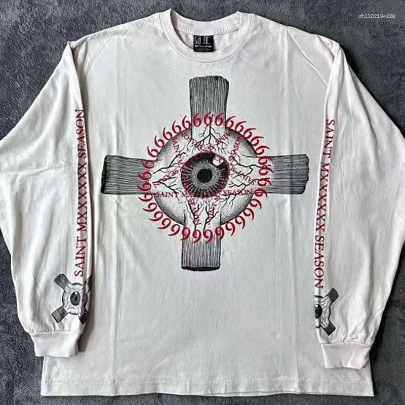 Men's T Shirts Vintage Clothing Retro Classic Graphic Printed Loose Long Sleeve Harajuku Gothic Casual Oversized Cotton Shirt Men Women