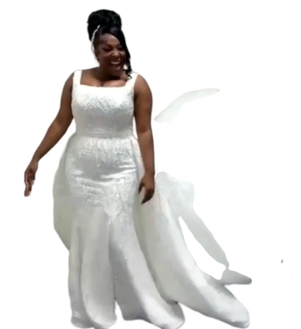 2025 Sequined Beaded Ivory Mermaid Wedding Dresses Detachable Train Vintage Tulle Bridal Gowns Dresses