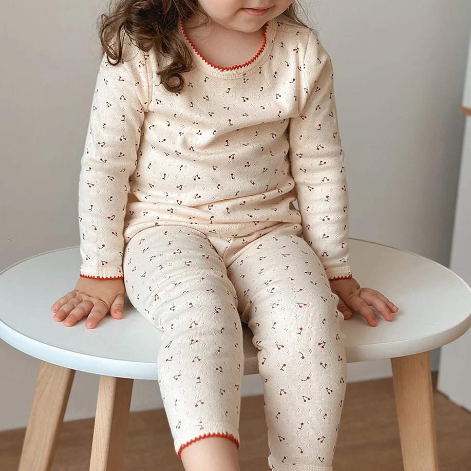 16T Flower Print Cotton Girls Pajamas Clothes Set Toddler Kid Baby Clothing Long Sleeve Top Pant Suit PJ Set Homewear Outfit 250829
