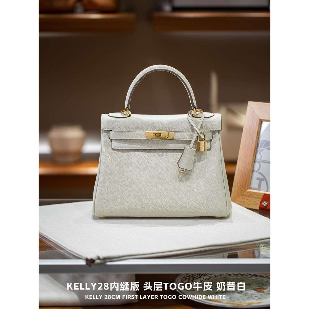 High-End Luxury Genuine Leather Inner Seam Top Layer Togo Cowhide KL High-end Crossbody Handbag Women's Fashion Genuine Leather Bag
