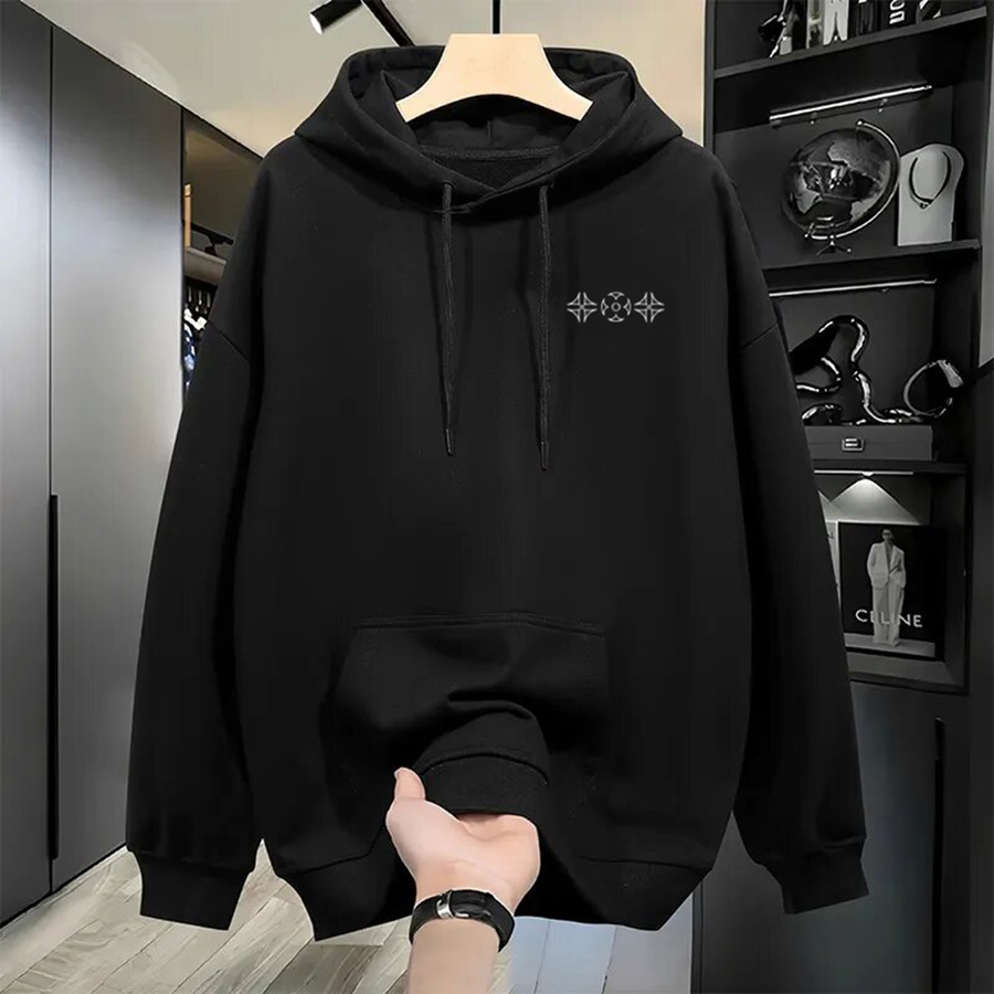 Men's Hoodie Thin or Thick Round Neck Geometric Print Loose Casual Hoodie