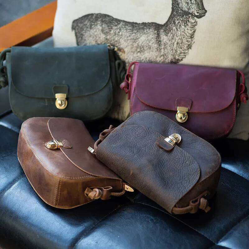 Johnature Retro Handmade Crazy Horse Leather Women Small Bag 2025 New Simple Nature Soft Cowhide Shoulder Messenger Bags