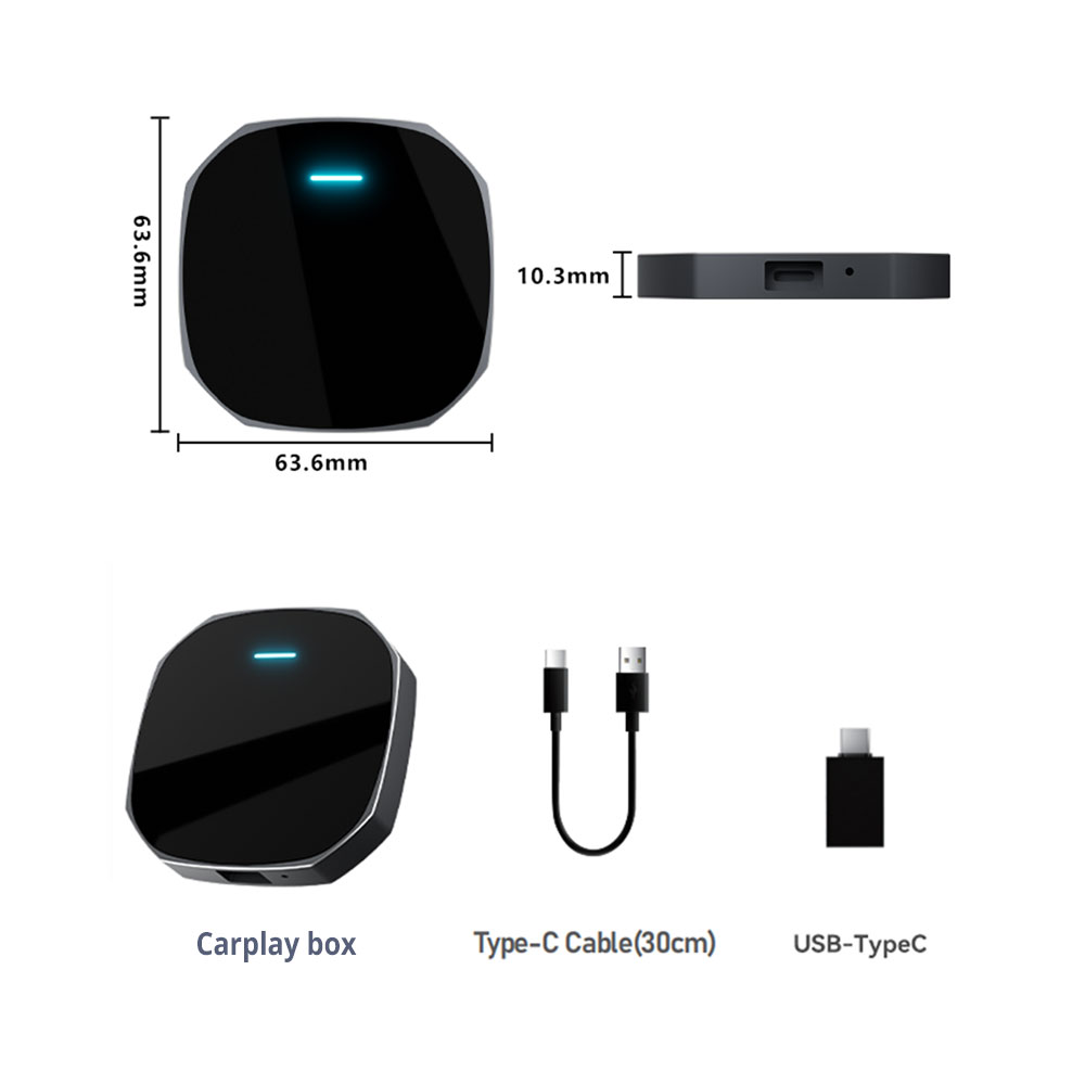 Kowankit Wireless Carplay Android Auto AI Box, Plug & Play Fits Cars, H618 Chip,3in1 2+16GB Android 12 Car Play Adapter, USB-Powered, Battery-Free, No